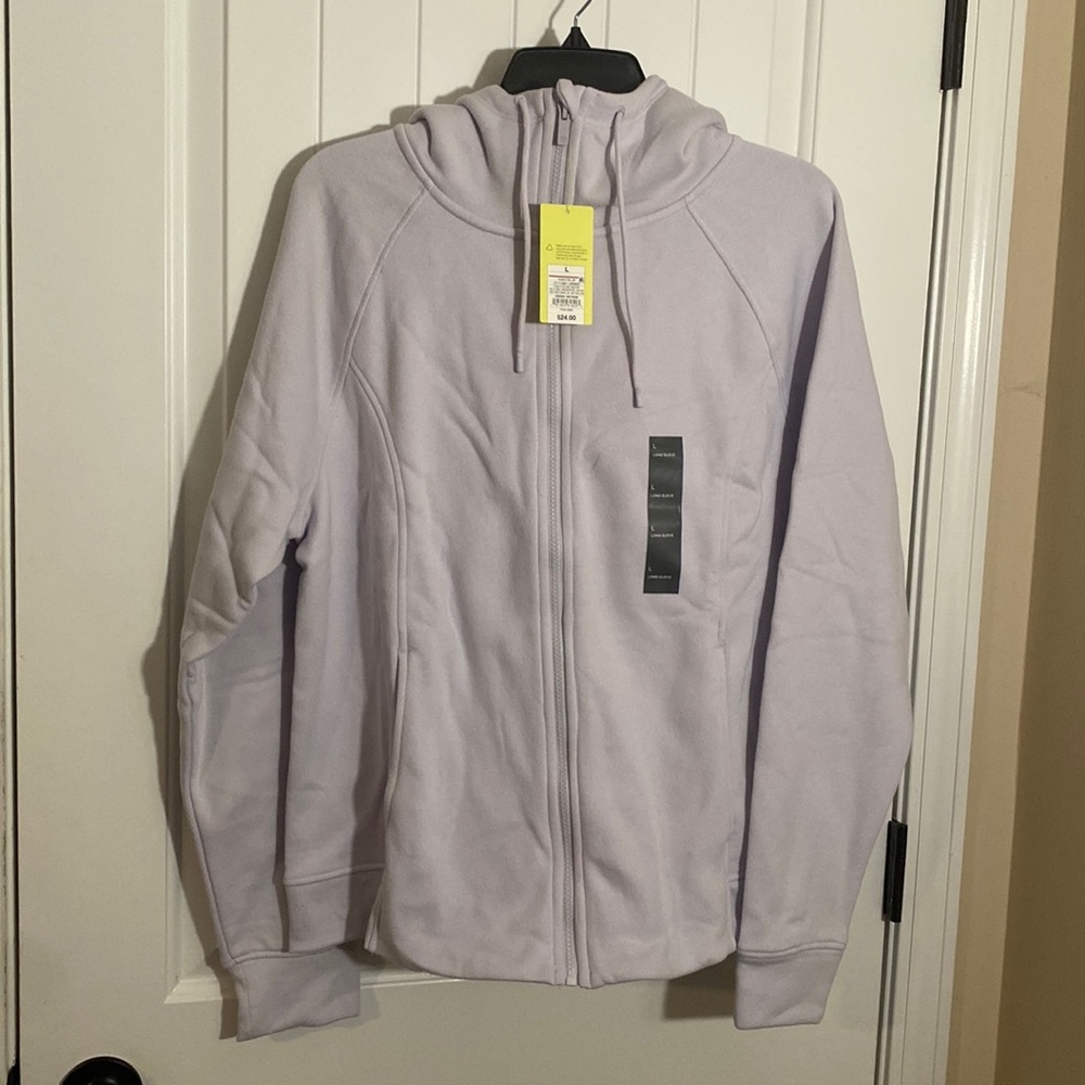 All In Motion Women's Lavender Thumbhole Fleece Hoodie Sweatshirt Size L
